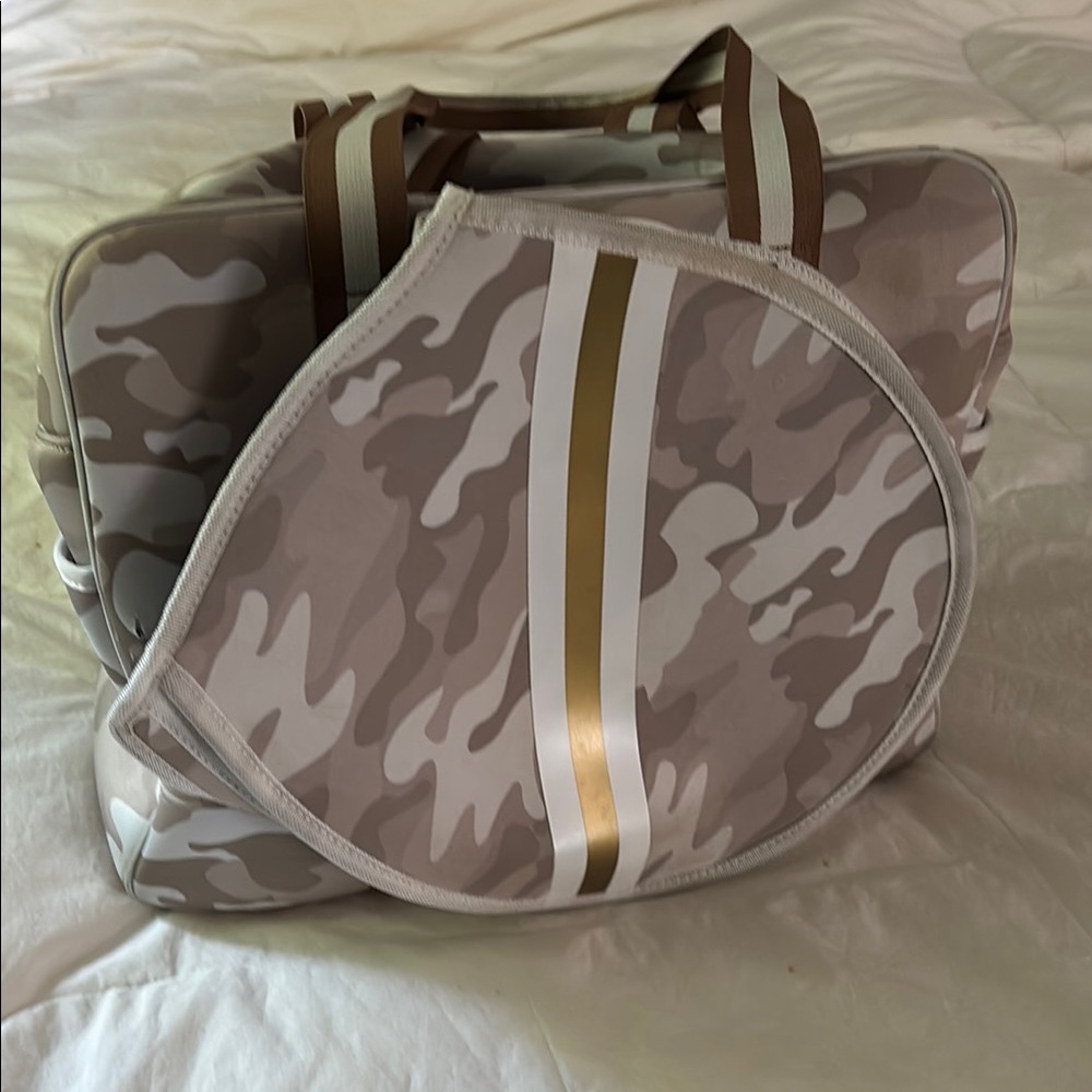 Queen of the Court -Brown and Gold Duffel Bag with Modern Camouflage